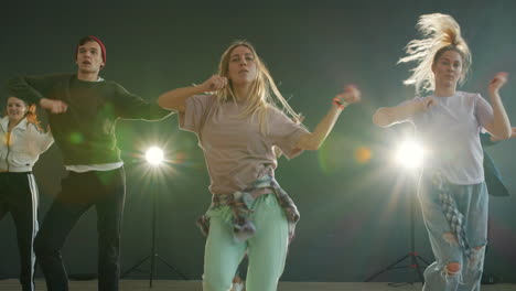 group of young dancers performing