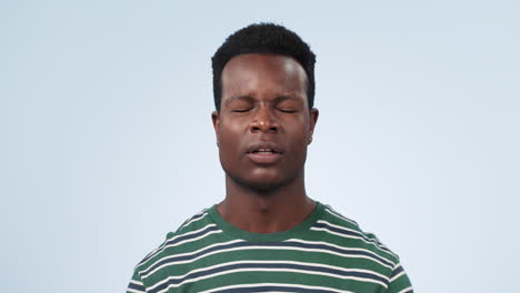 hope, fingers crossed and black man in studio
