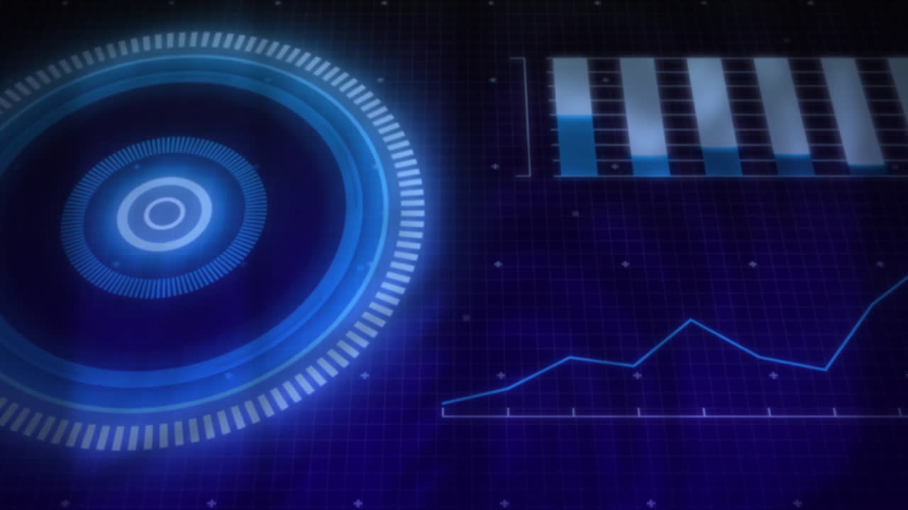 Animation of scope scanning with data processing on blue background