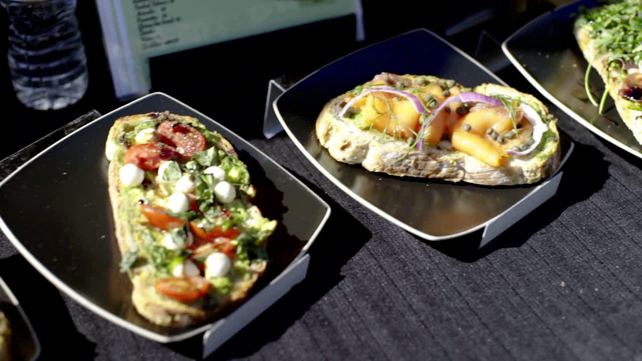 Gourmet Toast and Bruschetta Assortment at a Food Event