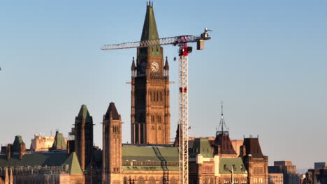 golden hour close up of parliament peace tower ottawa