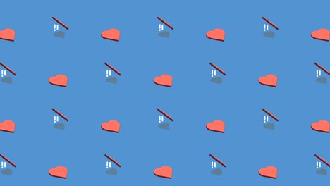 la rotación de los íconos planos del corazón de fondo