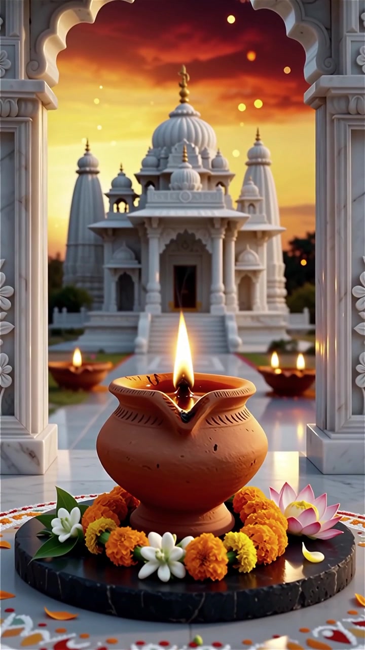 Sfondo del Festival Diwali con lanterne e decorazioni tradizionali Diyas.