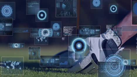 animación del procesamiento de datos sobre el jugador de golf