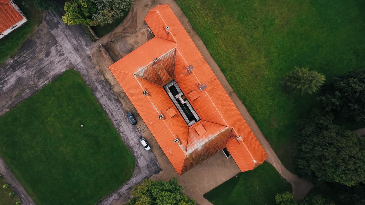 Drone rises over Nurmuiža Manor revealing rare Renaissance heritage site