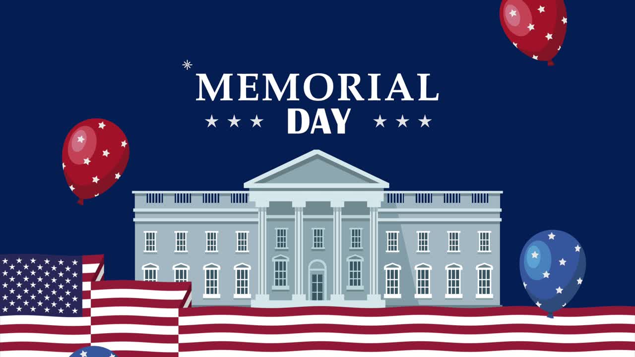 memorial day lettering with white house