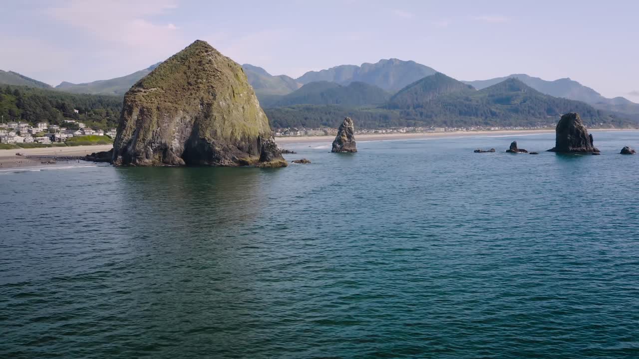 Stunning Aerial View of Haystack Rock and the Oregon Coast