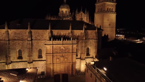 getting close to the facade of a christian cathedral, a heritage of western civilization, aerial view