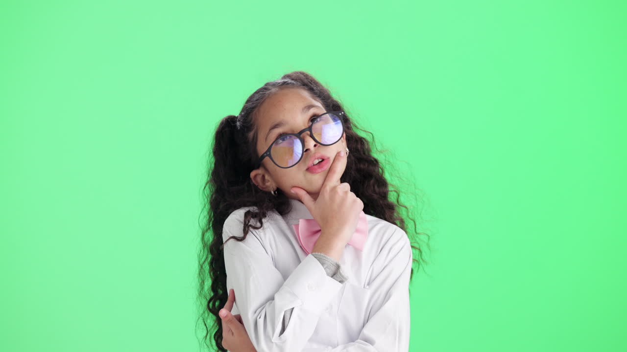 Girl Thinking on Green Screen
