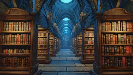 library hallway with bookshelves