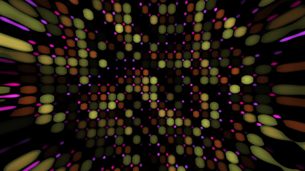 Distorted animated mosaic with abstract light pixels. Seamless loop animated background