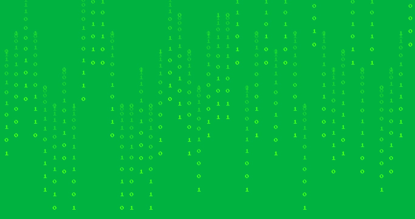 Animatie van groene binaire code dataverwerking op transparante achtergrond