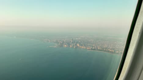 breathtaking sunrise view of downtown chicago shoreline - aerial view