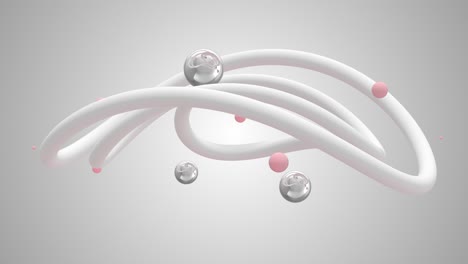 white rings and spheres. abstract 3d animation.