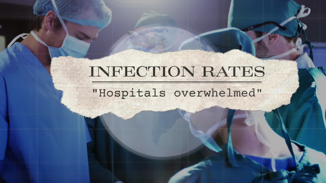 수술 을 하는 외과 의사 들 에 대한 신문 헤드라인 의 애니메이션