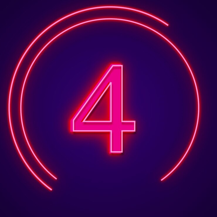 Neon Numbers 7 and 4