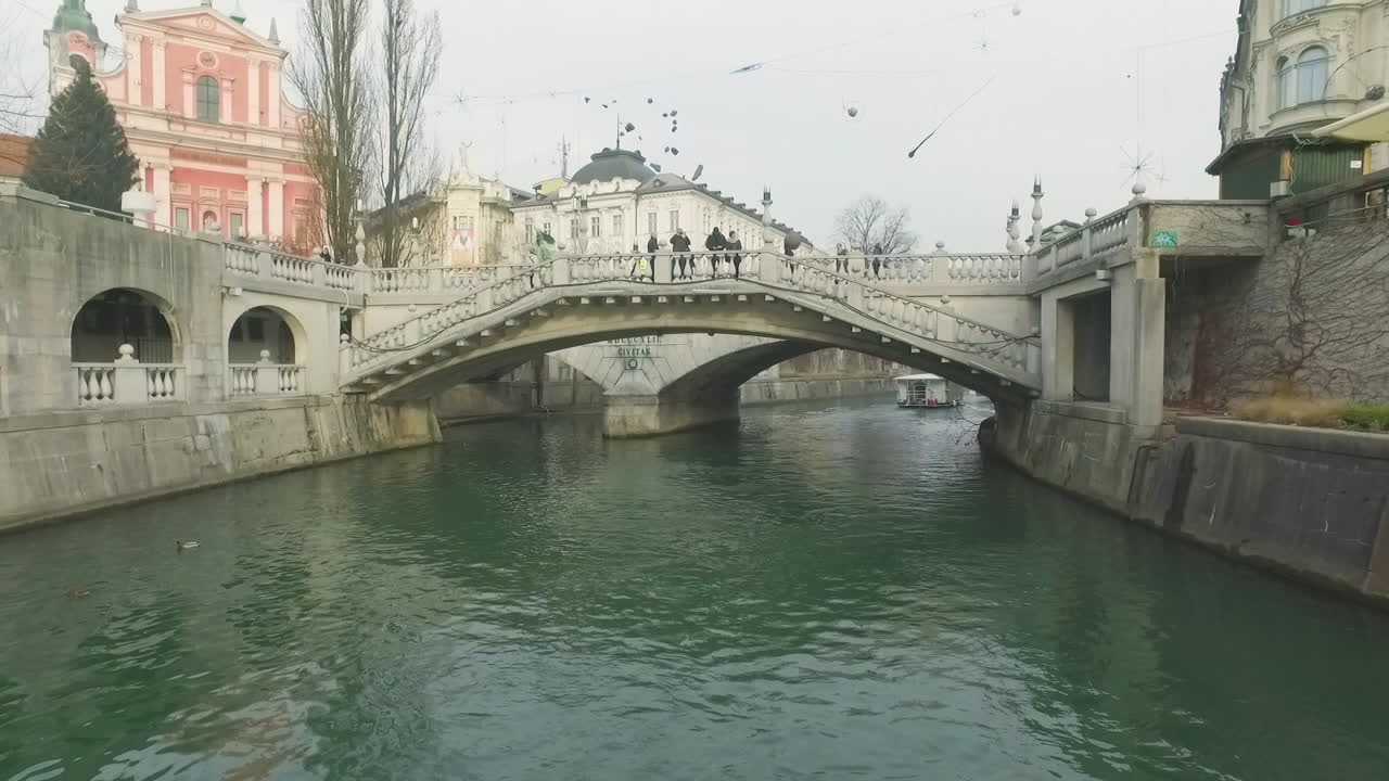 Tromostovje, Triple Bridge of Ljubljana on the river Ljubljanica, center of the city.