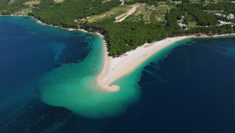 zlatni rat cape on island of brac, croatia - aerial shot