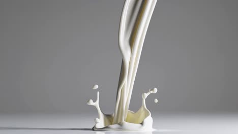 close-up video of milk splashing, captured from a low angle