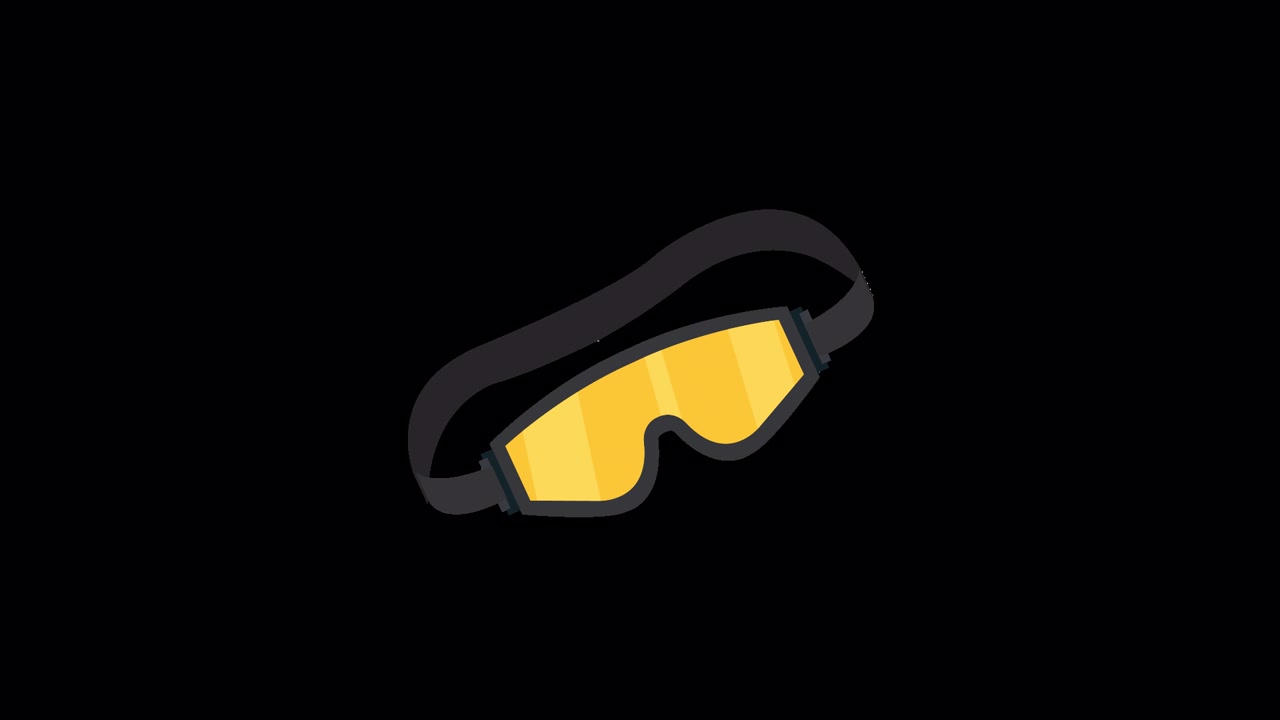 Animated Yellow Ski Goggles Appearing and Disappearing