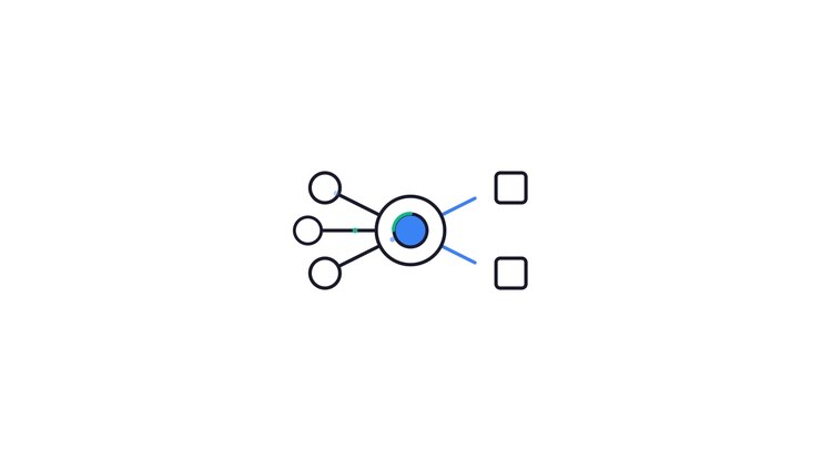 Animated Network Diagram Connecting Nodes and Squares