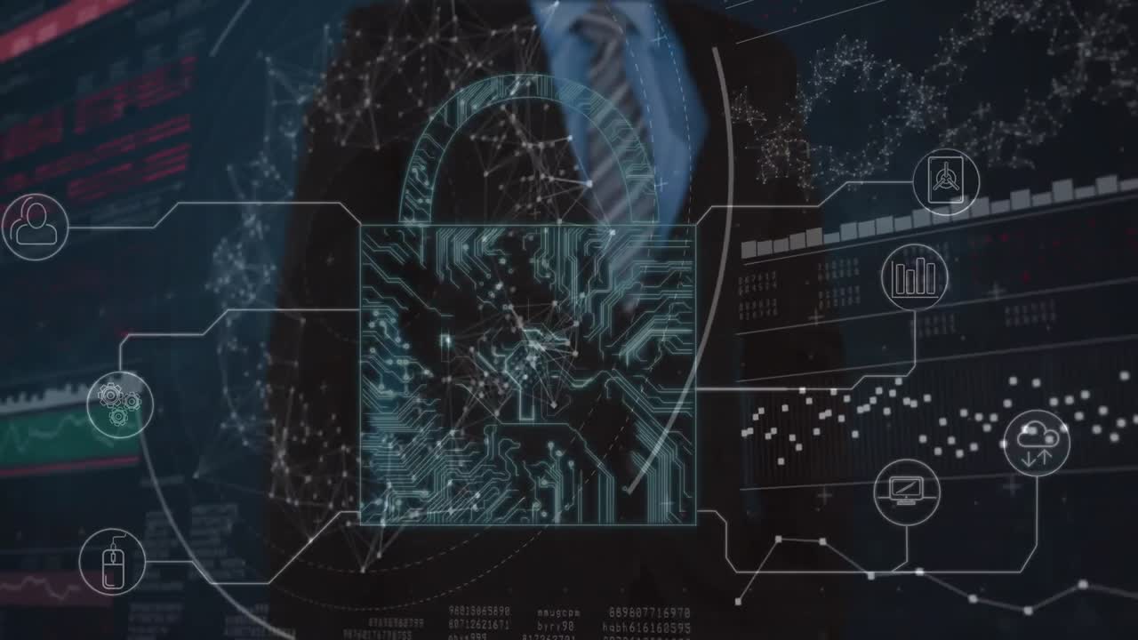 animación de escaneo de alcance y procesamiento de datos sobre el hombre pensante