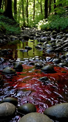 a red-tinted forest stream