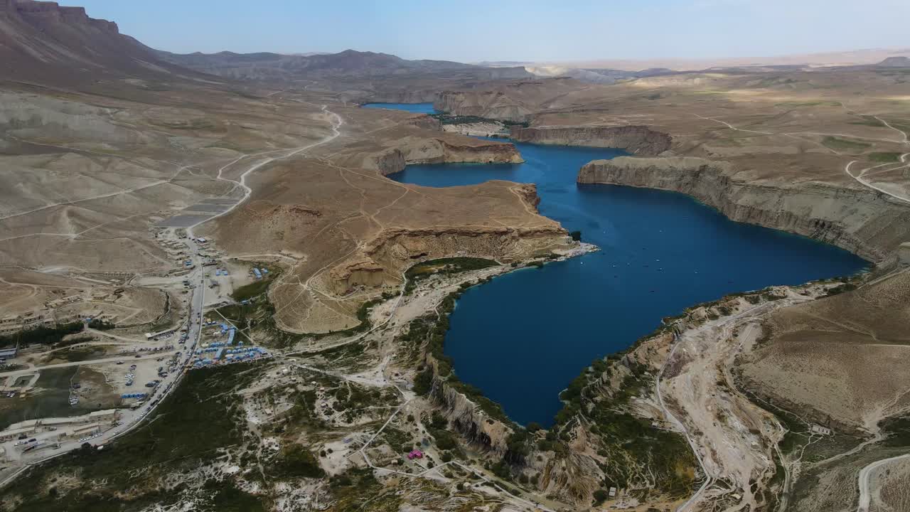 Drone footage from The Band-e-Amir is a series of six stunning lakes located in a mountainous desert area of Afghanistan's Bamyan province.. January 12, ?2022