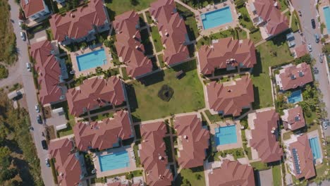 aerial view of a luxury residential complex with swimming pools