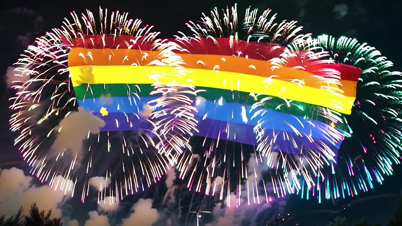 레인보우 프라이드 플래그 불꽃놀이