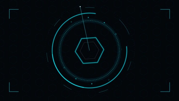 Futuristic Digital Radar Interface with Rotating Scanning Beam