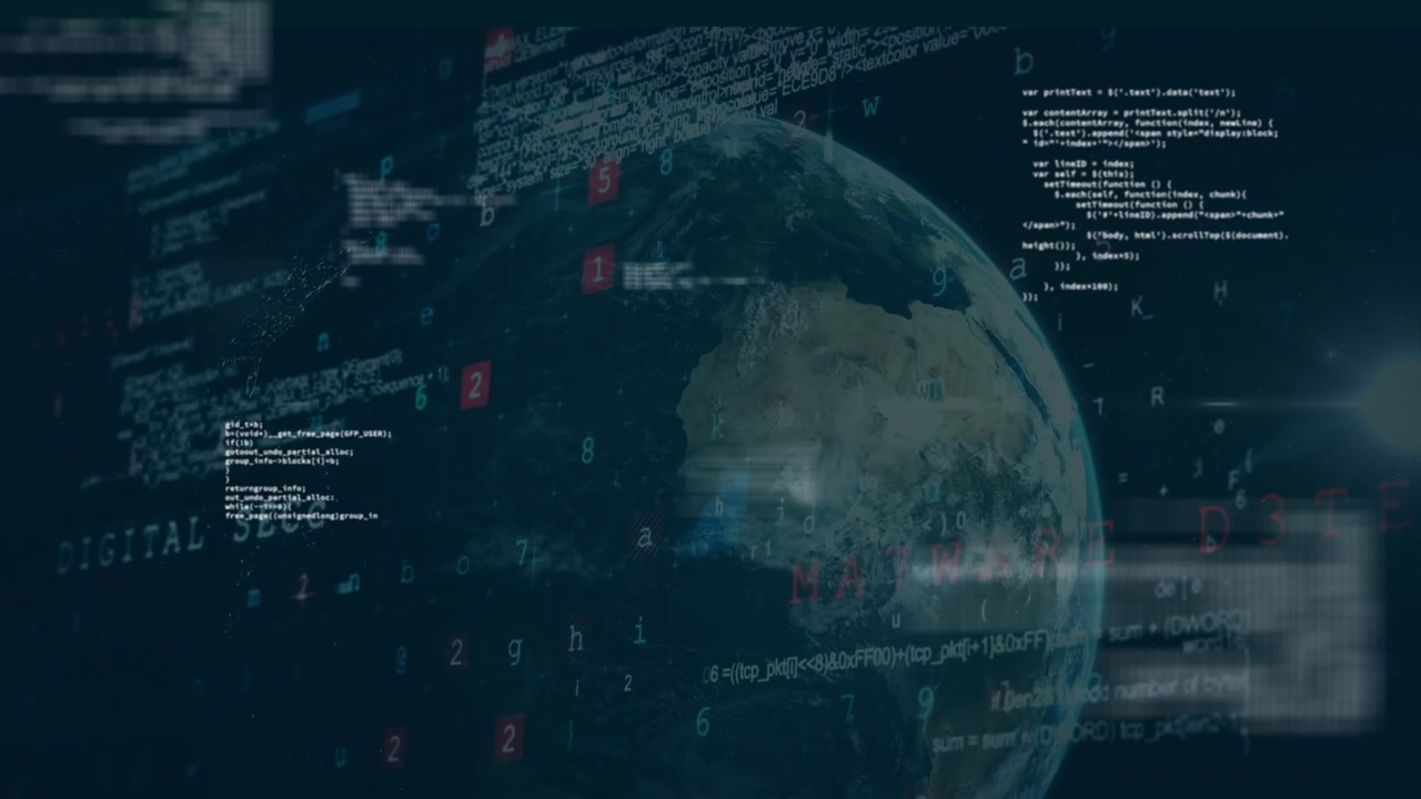 Animation of data processing over globe in background