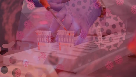 células de covid-19 contra el científico que trabaja en el laboratorio