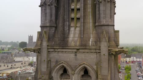 Saint-Michael's-Church-in-Ballinasloe-Galway-weathered-tower-on-wet-side-of-building