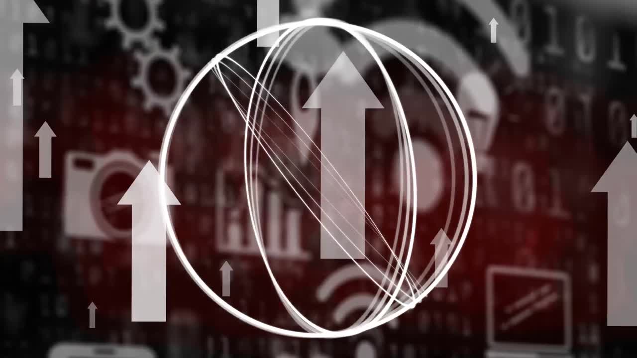 анимация кругов и обработка данных на черном фоне