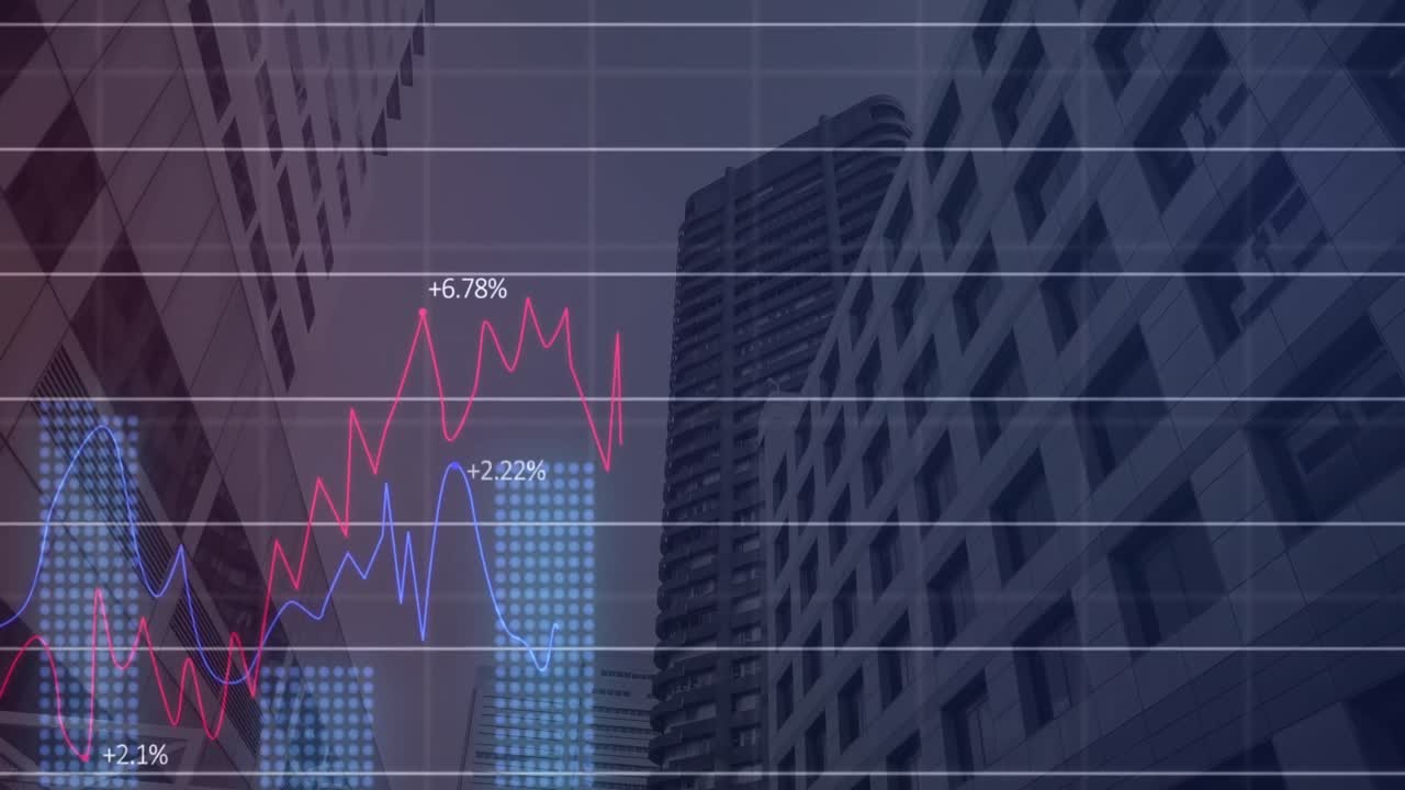 animación del procesamiento de datos sobre el paisaje urbano