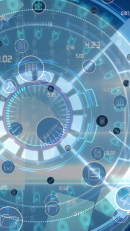 animación de la red de conexiones, iconos y procesamiento de datos en el ámbito de aplicación