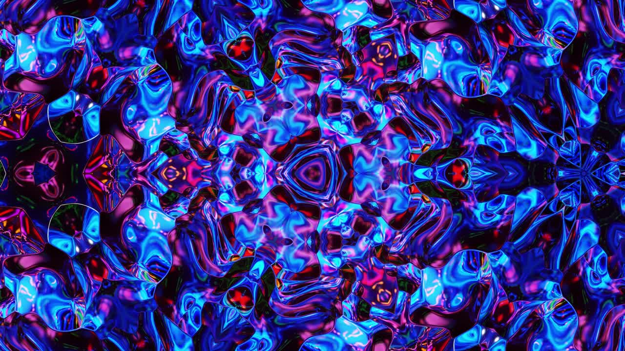 3d elegante abstracto en bucle bg como patrón simétrico ondulado como estructura caleidoscópica con ondas, vidrio líquido multicolor con hermosos colores de gradiente. 4k animado fluido colorido de moda