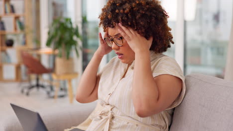 Confused,-frustrated-and-woman-with-laptop-on-sofa