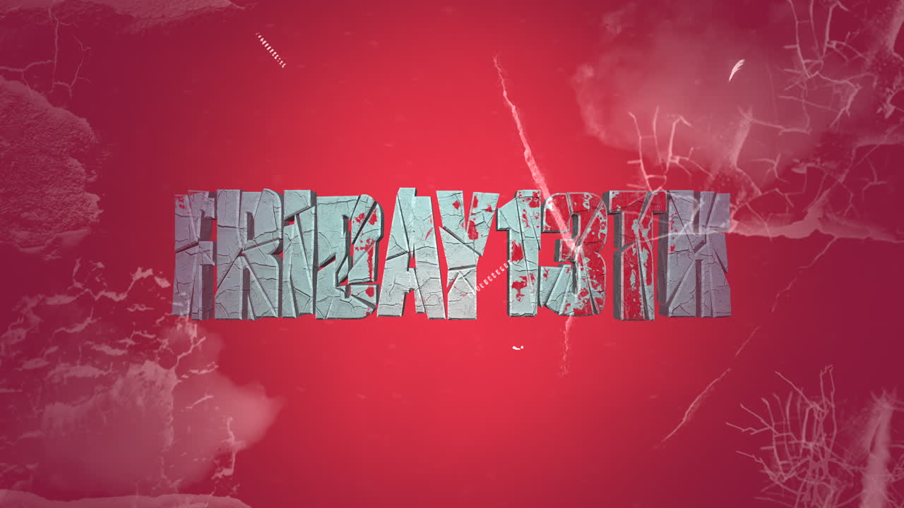 viernes 13 sobre textura invernal con hielo y sangre roja.