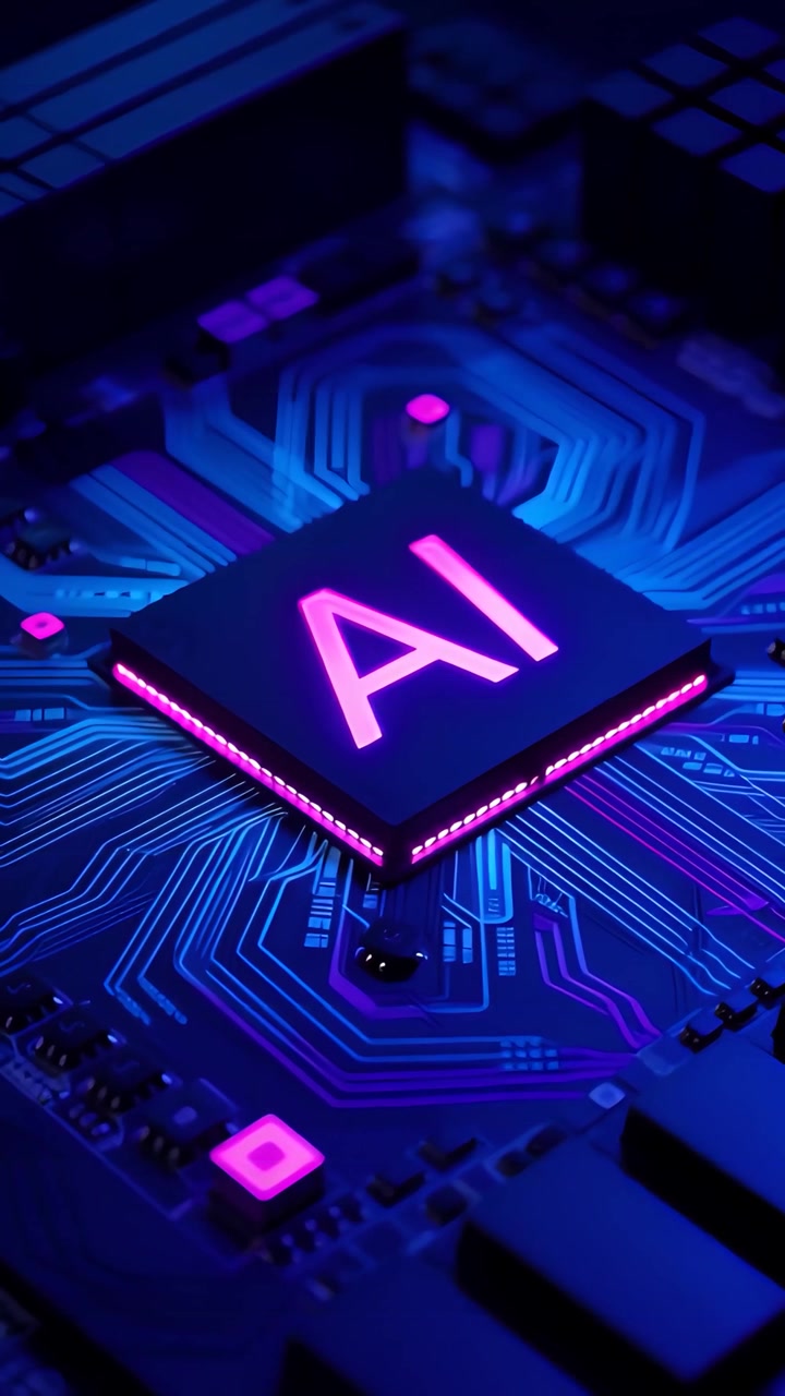 Futuristic AI Chip Motherboard Technology Background 4K