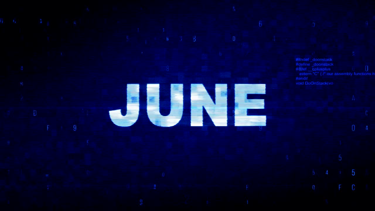 June Text Digital Noise Twitch Glitch Distortion Effect Error Animation.