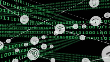 animación de redes de conexiones con iconos a través de codificación binaria