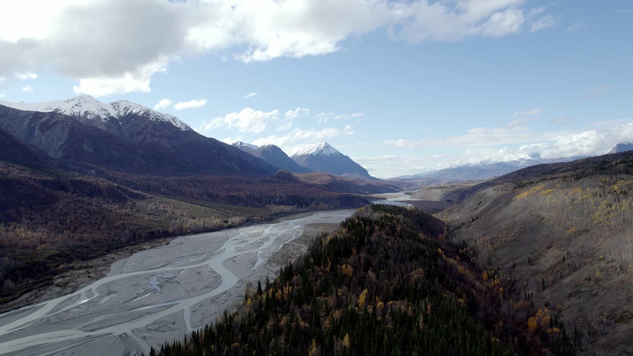 Video aereo 4K a 30fps del fiume Matanuska in Alaska.