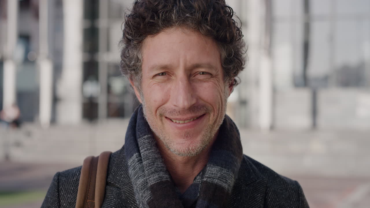 retrato feliz hombre de negocios maduro sonriendo disfrutando del logro del estilo de vida profesional empresario masculino independiente en la ciudad