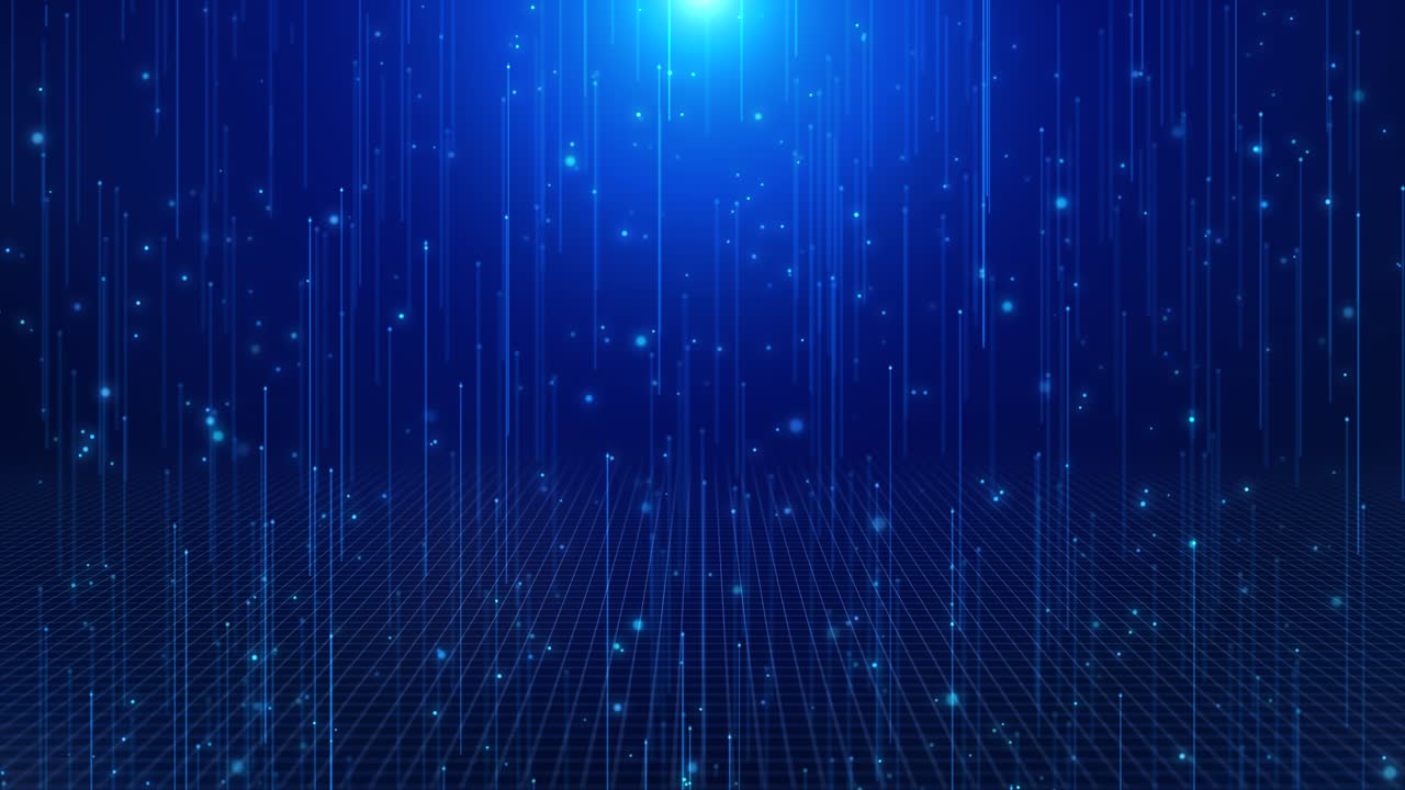 青いハイテクストリーム：光る線とスピード感のある動きの抽象的な背景