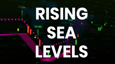 Animation-Des-Steigenden-Meeresspiegels-über-Dem-Finanzdiagramm