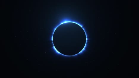 eclipse solar azul con rayos de luz sobre el bucle del cielo estrellado