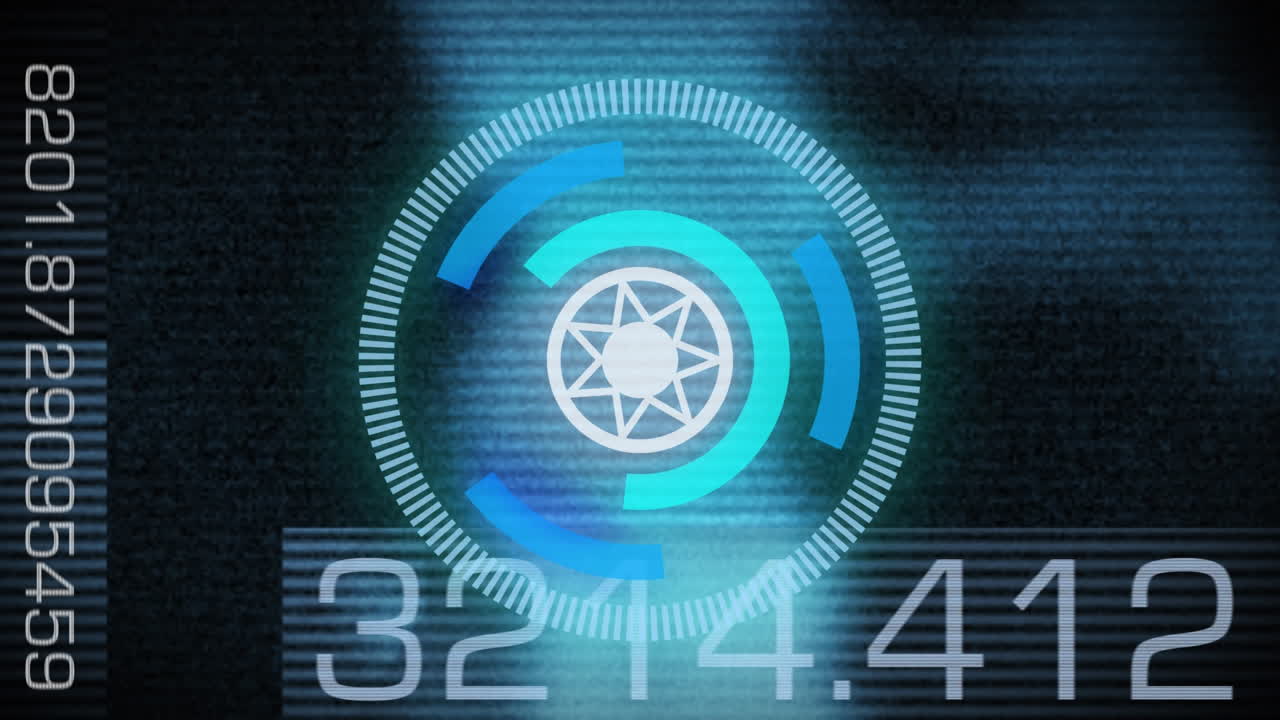 animación de números y escaneo de alcance sobre personas que caminan