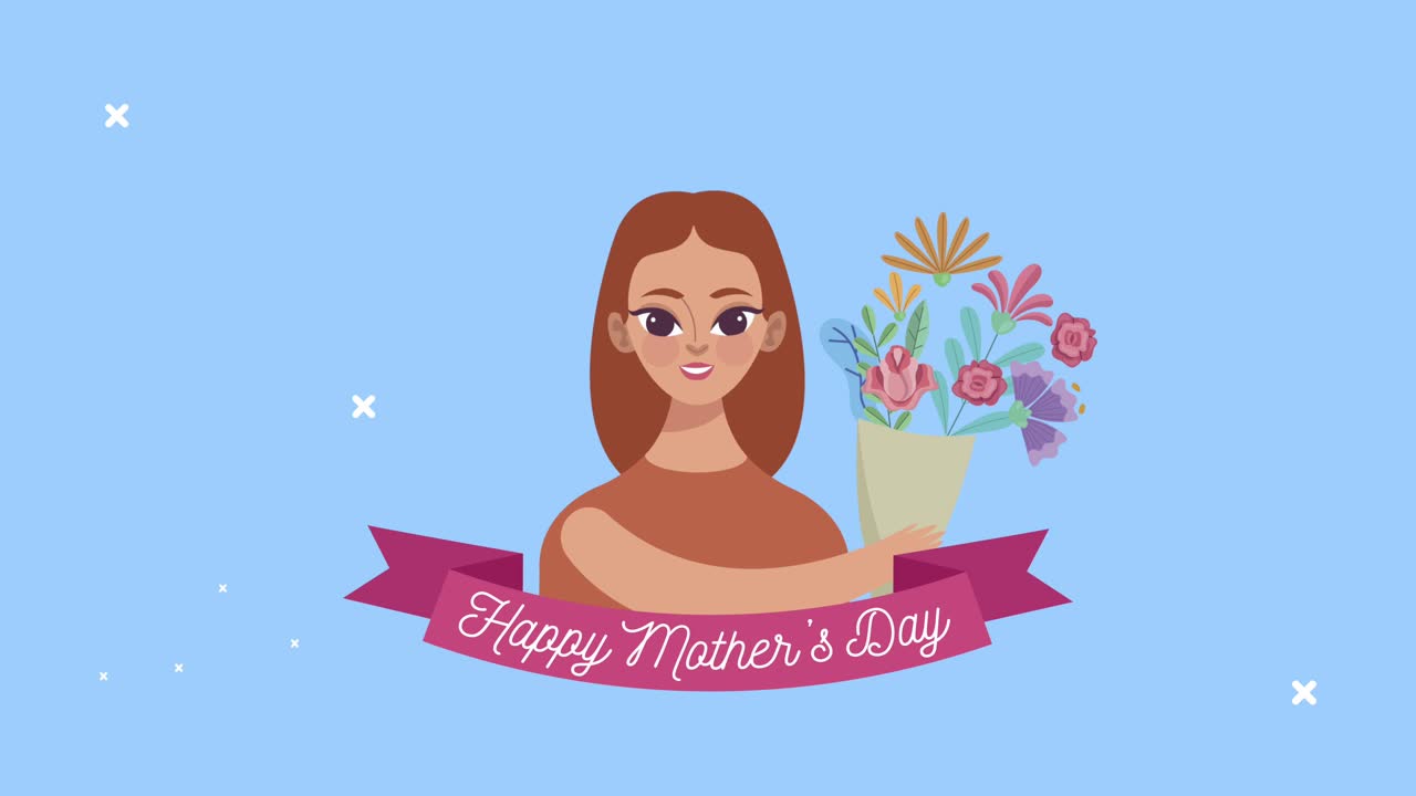 엄마와 꽃받침과 함께 리본에 엄마의 날 축하 글자